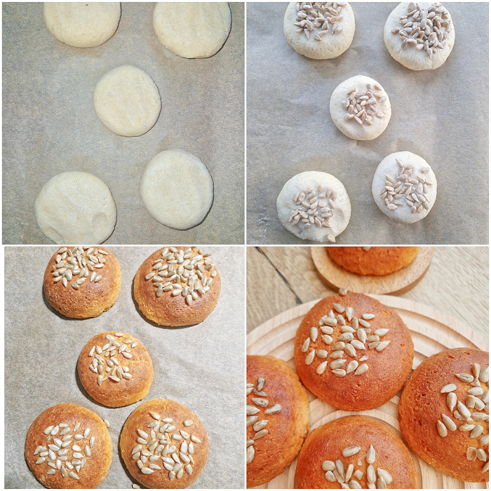 Przygotowanie keto bułeczek z serka wiejskiego i mąki migdałowej. Formowanie bułeczek i pieczenie.