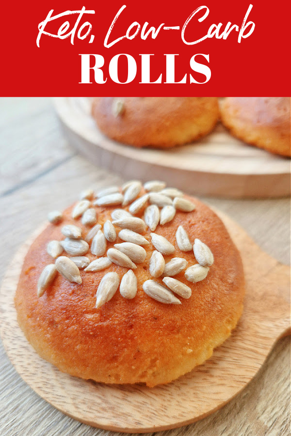 Golden brown keto cottage cheese and almond flour roll topped